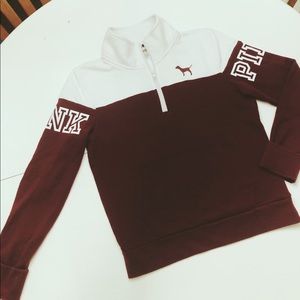 PINK 1/4 Zip White and Maroon Pullover